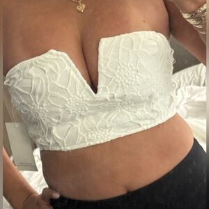 TOBI Lace Floral Mini Crop Top